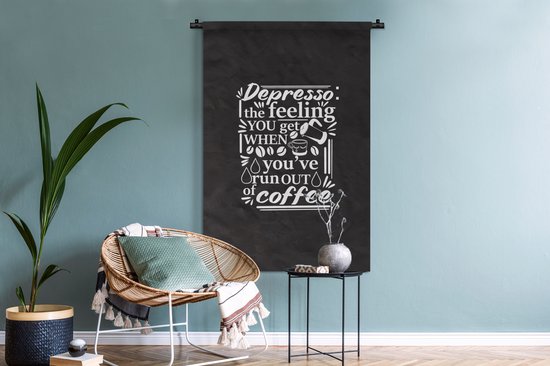 Tenture murale - Tissu mural - Café - Proverbes - Grains de Grains de café - 90x135 cm - Tapisserie murale