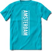 Amsterdam T-Shirt | Souvenirs Holland Kleding | Dames / Heren / Unisex Koningsdag shirt | Grappig Nederland Fiets Land Cadeau | - Blauw - XL