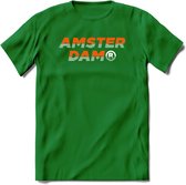 Amsterdam T-Shirt | Souvenirs Holland Kleding | Dames / Heren / Unisex Koningsdag shirt | Grappig Nederland Fiets Land Cadeau | - Donker Groen - XL