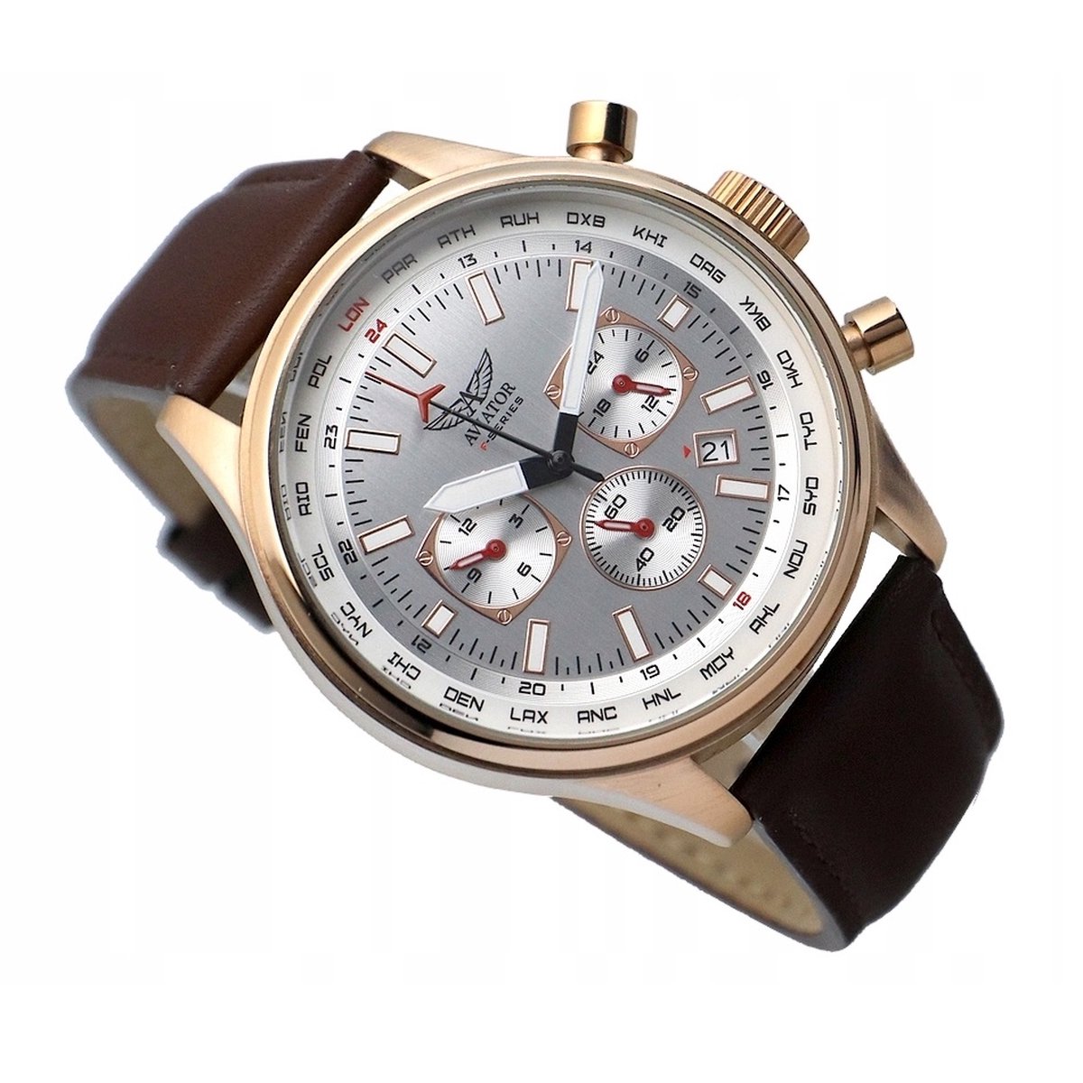 Aviator - Heren Horloge F-Series AVW83507G410 - Bruin | bol.com