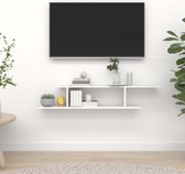 vidaXL Tv-wandschap 125x18x23 cm spaanplaat hoogglans wit