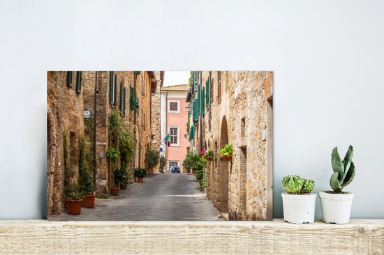 Rue de la ville médiévale italienne de San Gimignano en Toscane Aluminium 30x20 cm - petit - Tirage photo sur aluminium (décoration murale en métal)