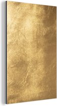 Wanddecoratie Metaal - Aluminium Schilderij Industrieel - Lichtval op een gouden muur - 80x120 cm - Dibond - Foto op aluminium - Industriële muurdecoratie - Voor de woonkamer/slaapkamer