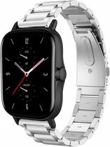 Stalen Smartwatch bandje - Geschikt voor  Amazfit GTS 2 stalen band - zilver - Strap-it Horlogeband / Polsband / Armband