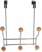 deurhanger 5 x 22 x 29 cm staal/hout zilver/naturel