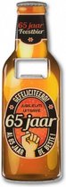 flesopener 65 Jaar 8,5 x 6 cm staal oranje/zwart