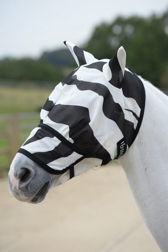 Bucas Buzz-Off Zebra Masque anti-mouches avec nez XXXS Zebra