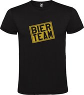 Zwart  T shirt met  print van "Bier team " print Goud size M