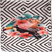 strandlaken 150 x 150 cm polyester wit/zwart