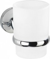 tandenborstelhouder Cuba 11,5 cm glas/zink wit/zilver