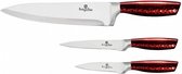 messenset Burgundy RVS zilver/rood 3-delig