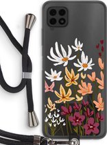 Case Company® - Samsung Galaxy A22 4G hoesje met Koord - Painted wildflowers - Telefoonhoesje met Zwart Koord - Bescherming aan alle Kanten en Over de Schermrand