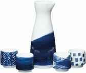 sakeset 400 ml / 50 ml porselein blauw 5-delig