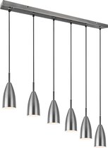 LED Hanglamp - Hangverlichting - Trinon Farona - E14 Fitting - 6-lichts - Rond - Mat Nikkel - Aluminium