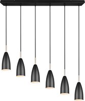 LED Hanglamp - Hangverlichting - Trion Farona - E14 Fitting - 6-lichts - Rond - Mat Zwart - Aluminium - BES LED