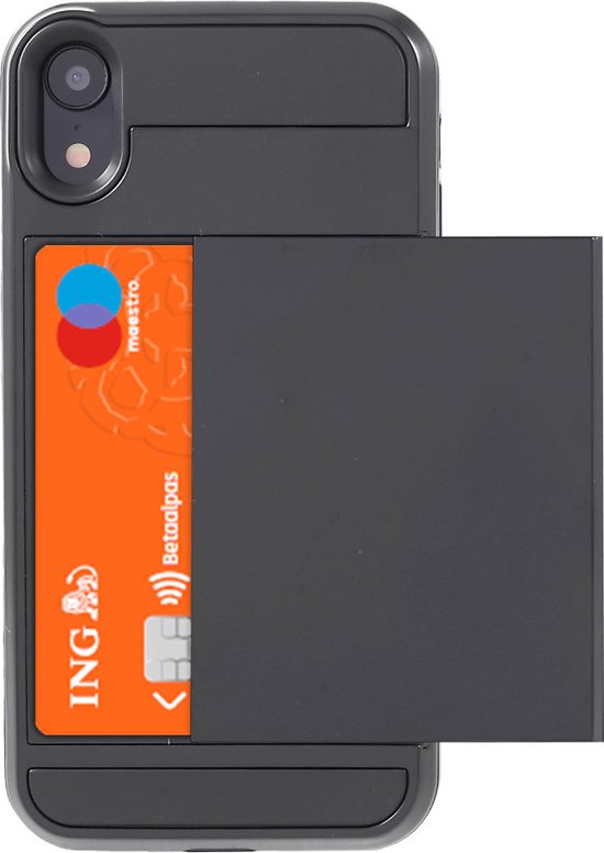 Secret hoesje iPhone XR hardcase portemonnee - Zwart |