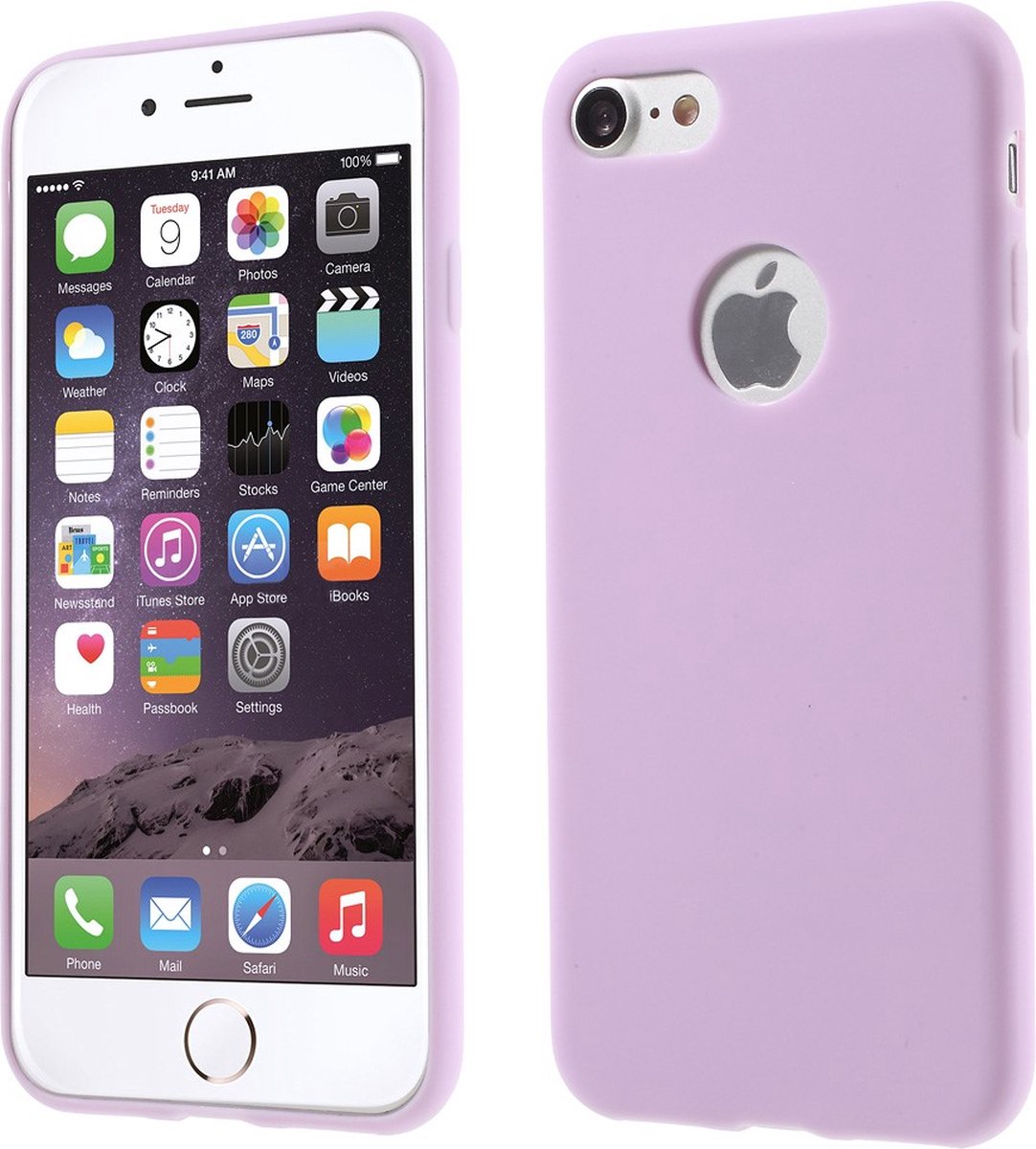Peachy Silicone hoesje Paars iPhone 7 8 Effen paarse cover Purple case