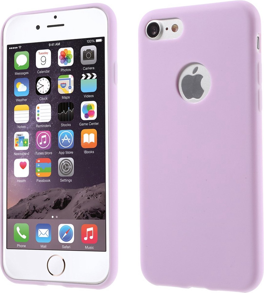 Peachy Silicone hoesje Paars geschikt voor iPhone 7 8 Effen paarse cover Purple case