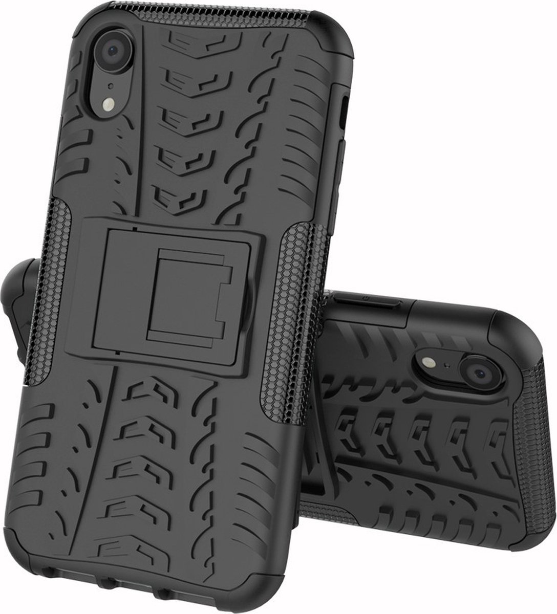 Peachy Hybride standaard case shockproof hoesje geschikt voor iPhone XS Max - Zwart