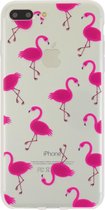 Peachy Transparante Roze flamingo hoesje iPhone 7 Plus 8 Plus case cover