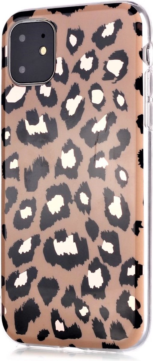 Peachy Luipaardprint TPU hoesje geschikt voor iPhone 12 en iPhone 12 Pro - beige