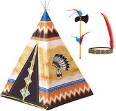 Speelgoed indianen wigwam tipi tent 130 cm - Inclusief indianentooi en bijl