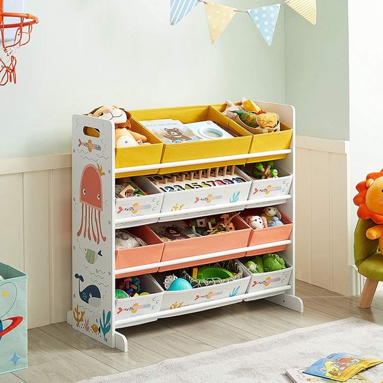 Étagère à jouets SONGMICS, étagère pour chambre d'enfant avec 12 boîtes en  tissu, pour... | bol.com