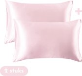 Zavelo Satijnen Kussenslopen - Anti Allergeen -Huidverzorging- Haarverzorging - Roze - 60 x 70 cm - Krullend haar produkt -2 stuks