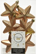 6x boules étoiles marron camel / pendentifs de Noël 7 cm - brillant / mat / paillettes - décoration Décorations pour sapins de Noël marron camel