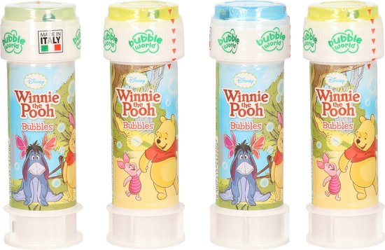 10x Winnie de Poeh bellenblaas flesjes met spelletje 60 ml voor kinderen - Uitdeelspeelgoed - Grabbelton speelgoed