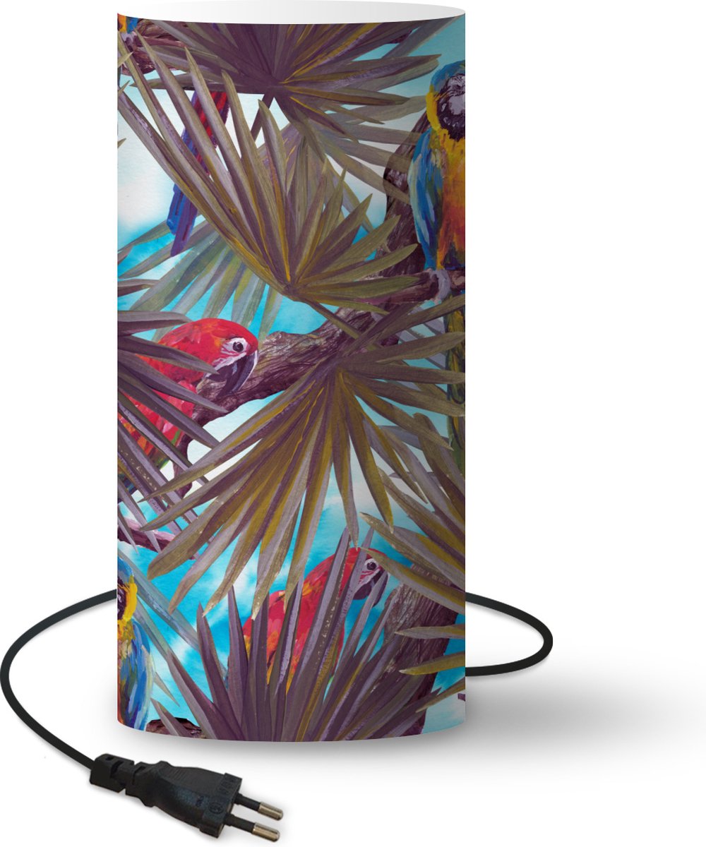 Lamp - Nachtlampje - Tafellamp slaapkamer - Vintage - Papegaai - Regenboog - Jungle - 33 cm hoog - Ø15.9 cm - Inclusief LED lamp