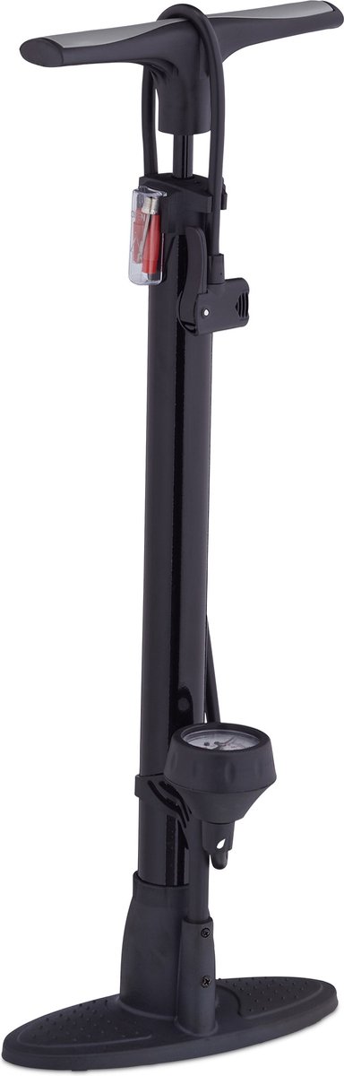 fietspomp met manometer - dubbele kop - 3 adapters - hogedruk - voor alle ventielen - vloerpomp