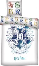 Housse de couette Harry Potter - Logo Poudlard - 1 personne 140x200 - kussen 63x63 - Polyester.