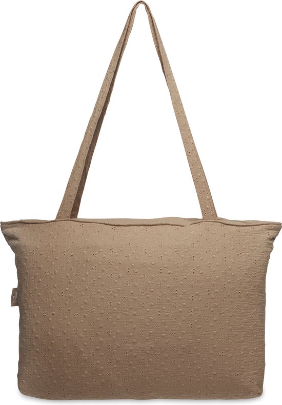 Product: Jollein - Shopper (Embroidery - Biscuit) - Katoen - Luiertas, Verzorgingstas - 45x34cm, van het merk Jollein