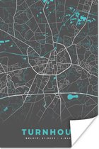 Poster België – Turnhout – Stadskaart – Kaart – Blauw – Plattegrond - 120x180 cm XXL