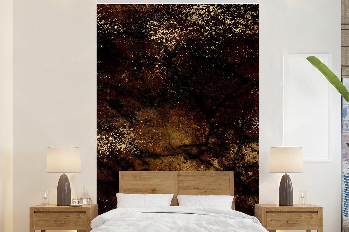 Behang - Fotobehang Goud - Zwart - Abstract - Breedte 200 cm x hoogte 300 cm