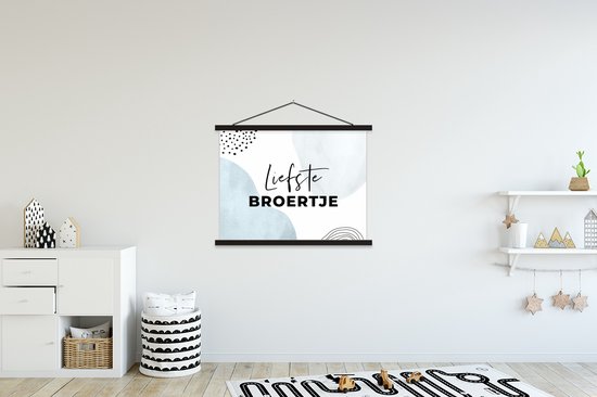 Porte-affiche avec affiche - Affiche scolaire - Citations - 'Dearest brother' - Blauw - Proverbes - 150x113 cm - Lattes noires