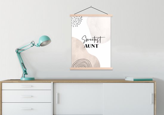 Porte-affiche avec affiche - Affiche scolaire - Citation - Tante - Amour - Tante - 60x80 cm - lattes vierges