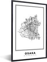 Cadre photo avec affiche Zwart Wit- Japon - Plan de la ville - Zwart Wit - 20x30 cm - Cadre pour affiche - Carte