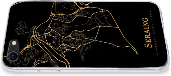 Coque iPhone SE 2020 - Seraing - Carte - Or - Coque de téléphone en Siliconen