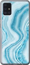 Geschikt voor Samsung Galaxy A52 5G hoesje - Marmer print - Blauw - Lijn - Siliconen Telefoonhoesje