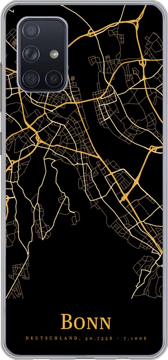 Telefoonhoesje Geschikt voor Samsung Galaxy A51 5G hoesje - Bonn - Kaart - Gold - Siliconen Telefoonhoesje Telefoonhoesje