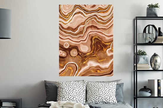 Stickers muraux - Marbre - Or - Cercle - 90x120 cm - Feuille adhésive