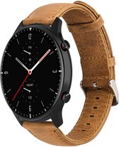 Leer Smartwatch bandje - Geschikt voor Strap-it Amazfit GTR 2 leren band - bruin - GTR 2 - 22mm - Strap-it Horlogeband / Polsband / Armband