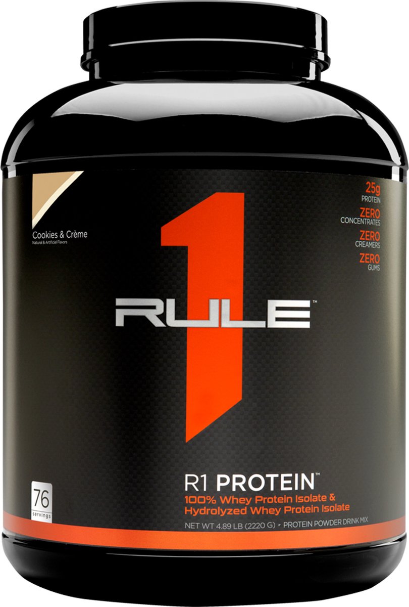 Rule1 R1 Protein Whey Isolate (5lbs) Cookies & Crème - Eiwitten - Wei-eiwit isolaat