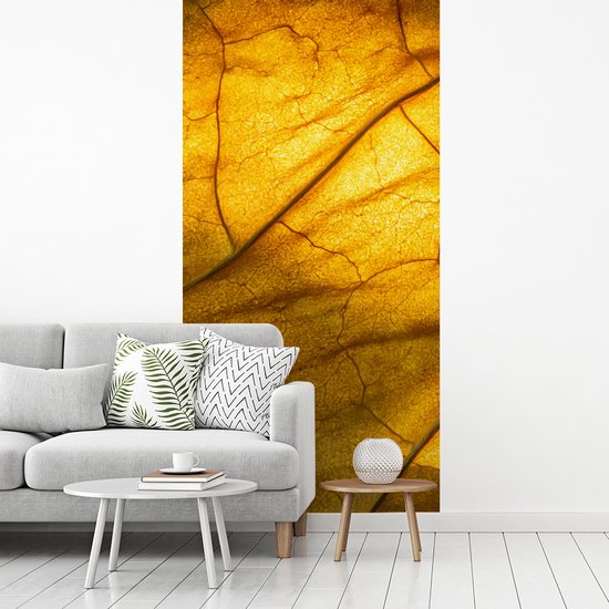 Papier Peint - Papier Papier peint photo Feuilles - Structure - Jaune - Largeur 120 cm x Hauteur 240 cm
