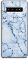 Case Company® - Samsung Galaxy S10 Plus hoesje - Blauw marmer - Soft Cover Telefoonhoesje - Bescherming aan alle Kanten en Schermrand