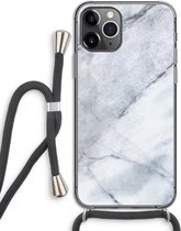 Case Company® - iPhone 11 Pro hoesje met Koord - Witte marmer - Telefoonhoesje met Zwart Koord - Extra Bescherming aan alle Kanten en Over de Schermrand