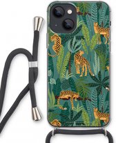 Case Company® - iPhone 13 mini hoesje met Koord - Luipaard 2 - Telefoonhoesje met Zwart Koord - Extra Bescherming aan alle Kanten en Over de Schermrand