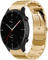 Stalen Smartwatch bandje - Geschikt voor Strap-it Amazfit GTR 2 metalen bandje - goud - GTR 2 - 22mm - Strap-it Horlogeband / Polsband / Armband